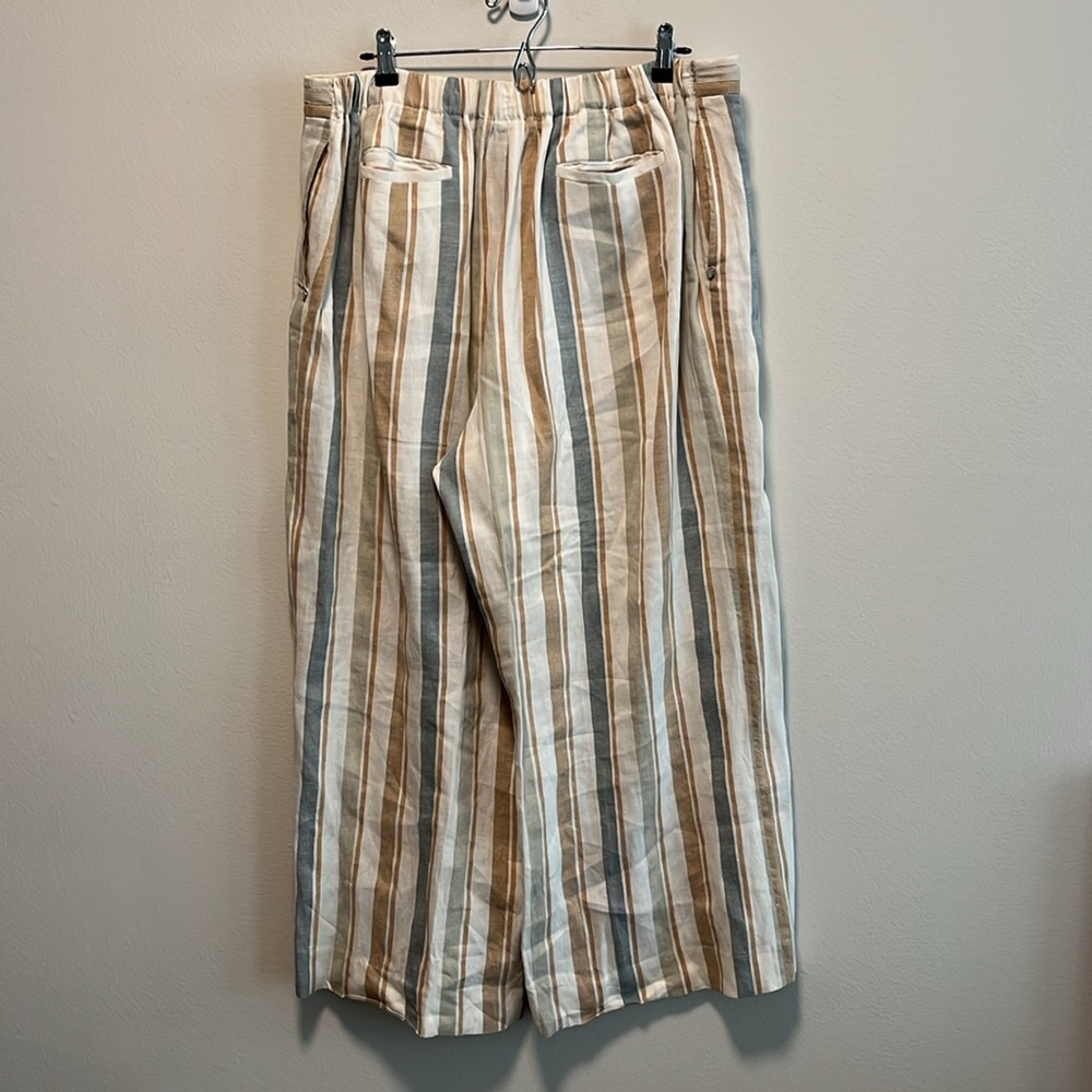 LAFAYETTE 148 NY Columbus Striped Wide-Leg Linen Pants, Multi-Color, Size XXL - Picture 8 of 11